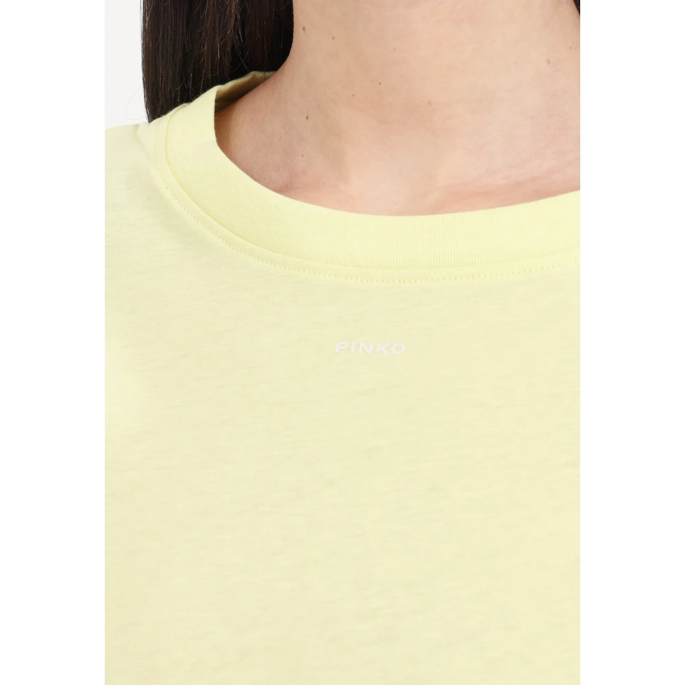 pinko Gele Chicory Indivia Korte Mouw T-shirt Yellow Dames
