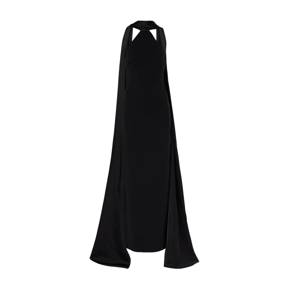 Solace London Elegante Jurk met Seersucker Detail Black Dames