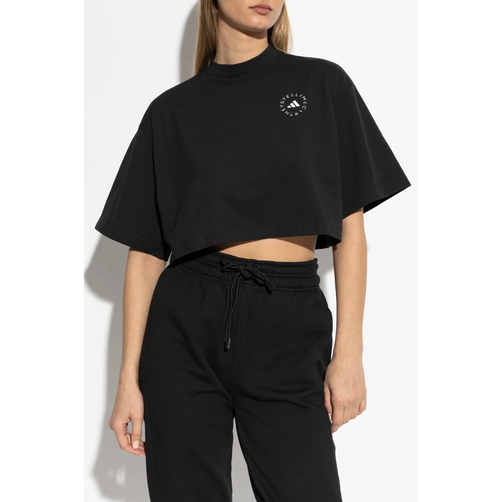 adidas by stella mccartney Logo T-shirt Black Dames