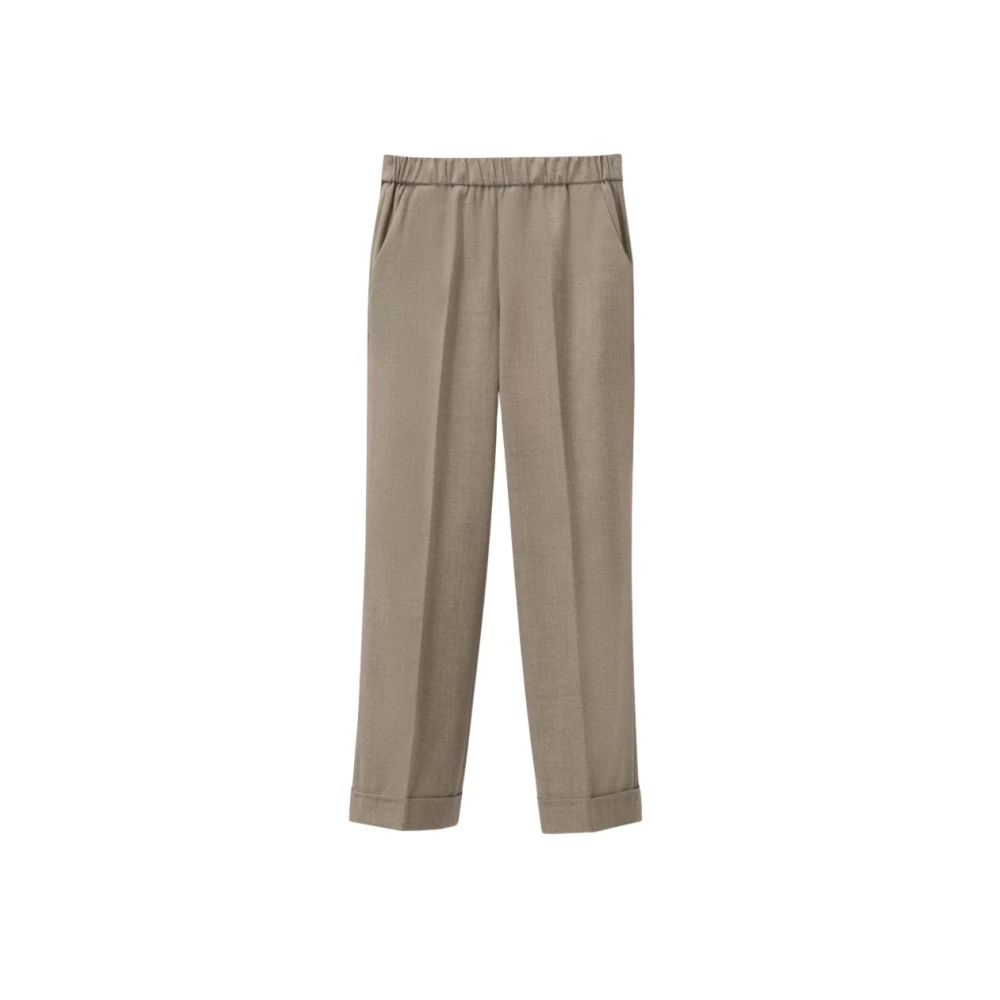 Rosso35 Stretchstof broek met manchet en elastische taille Gray Dames