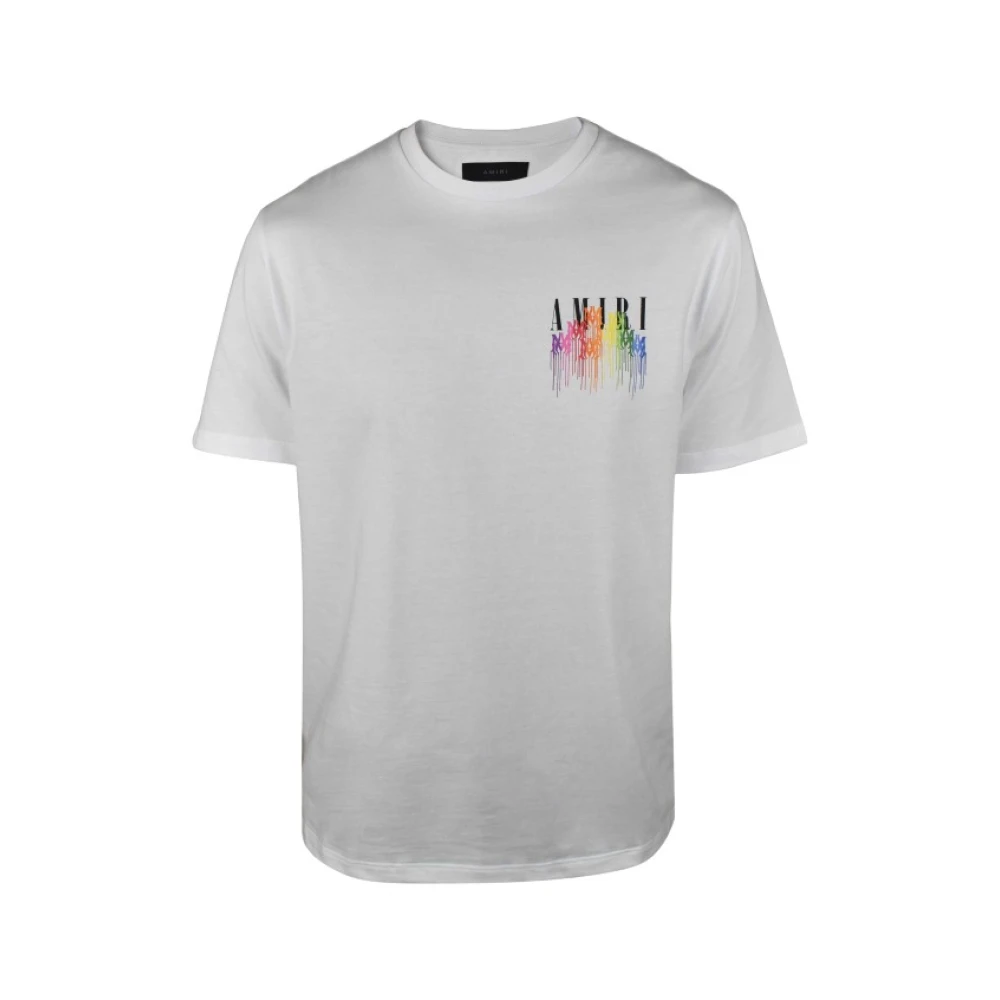 Amiri Wit Logo Print Ronde Kraag T-shirt White Heren