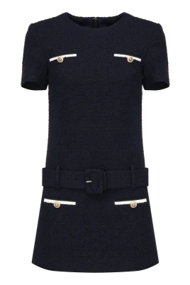 Bältade Navy Blå och Vita Shorts