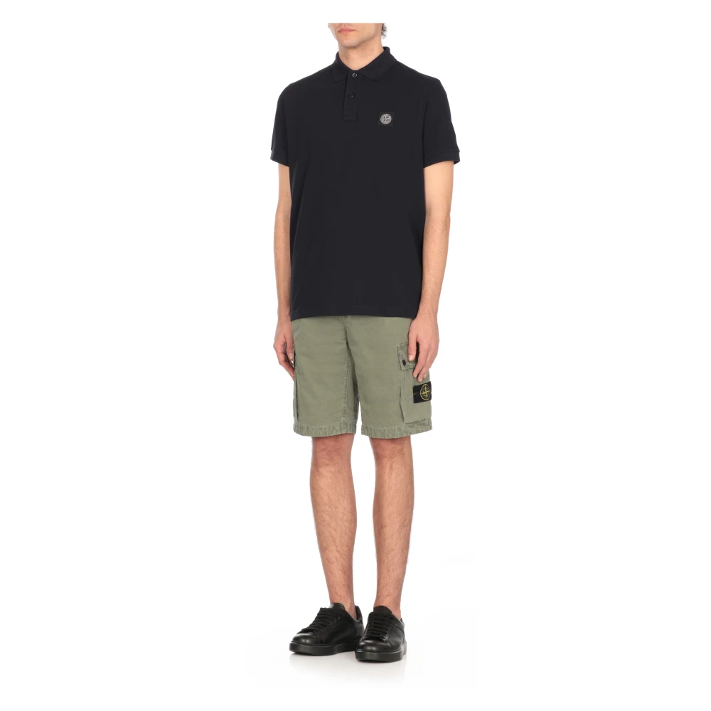 Stone Island Blauw Katoenen Poloshirt met Logopatch Blue Heren