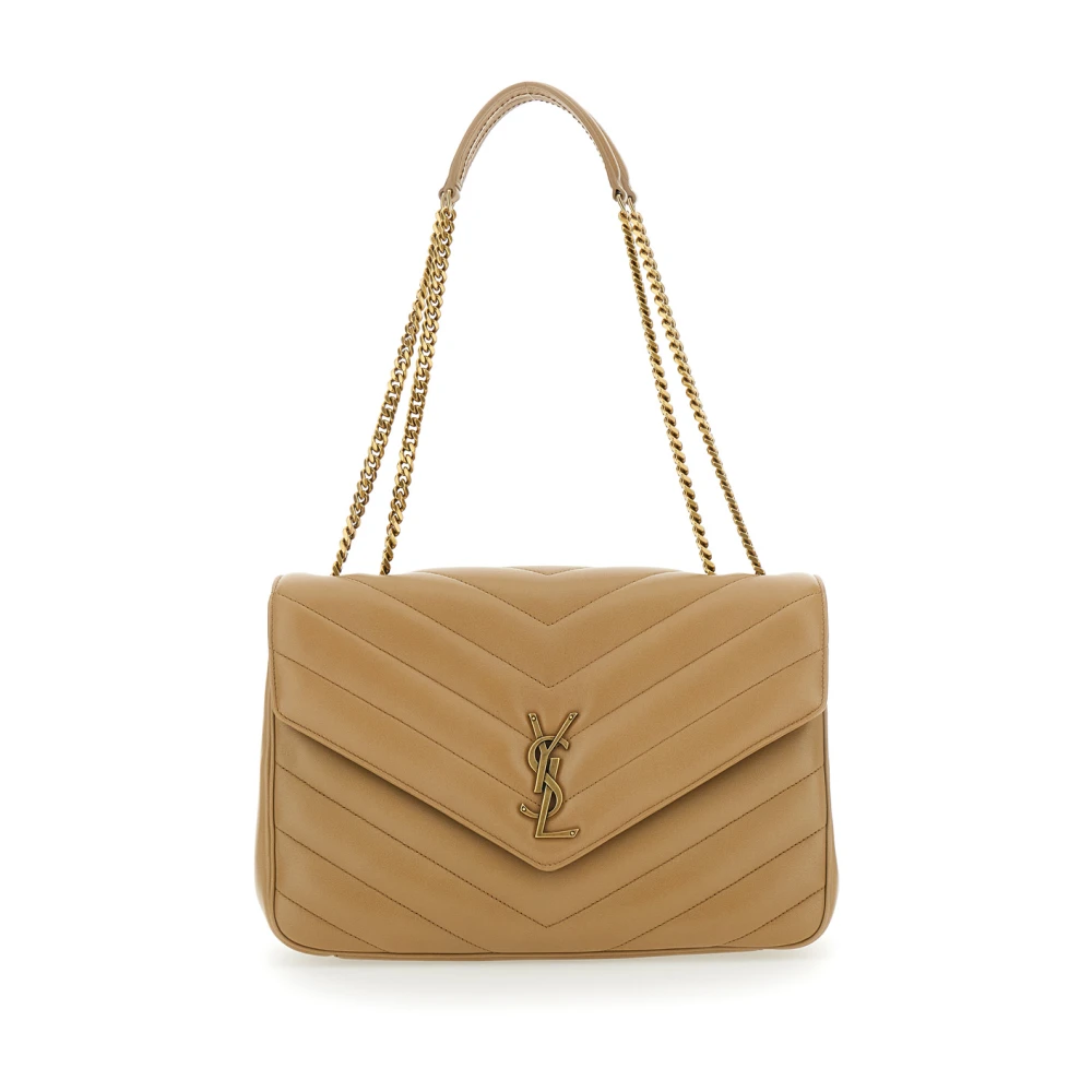 Saint Laurent Women's Beige Loulou Large Bag - Shoulder Bags - One Size - Bags