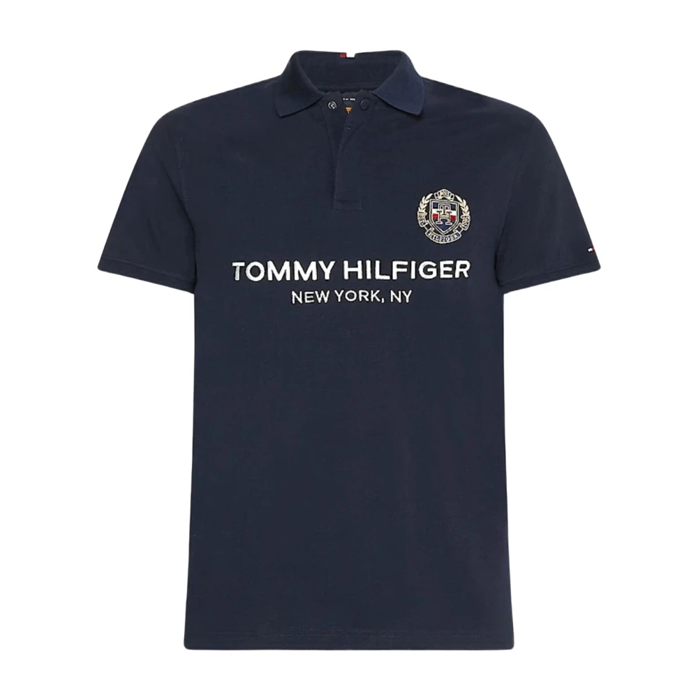Tommy Hilfiger Icon Crest Logo Slim Poloshirt Blue Heren