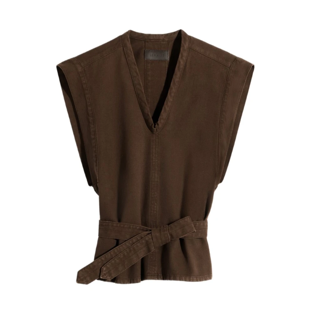 Lemaire Women's Brown V-Neck Knitwear, M, V-Neck Top