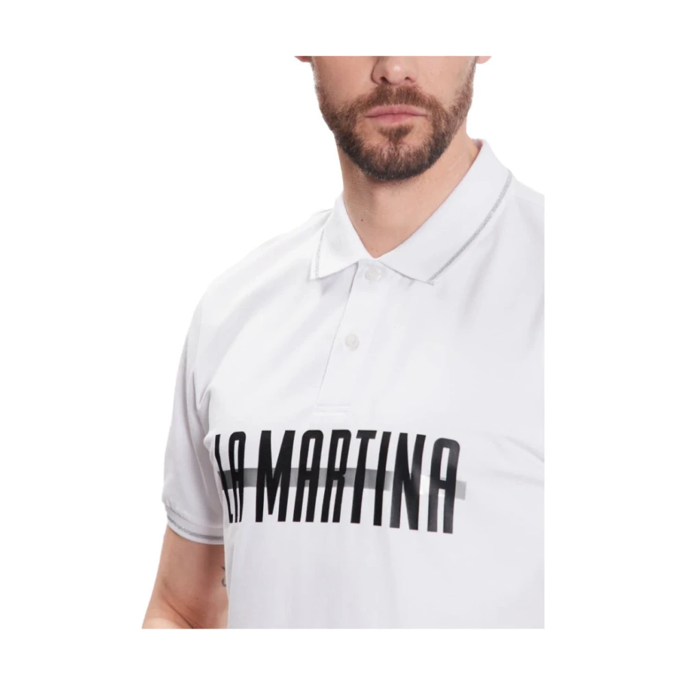 LA MARTINA Glitter Kraag Polo Jersey White Heren