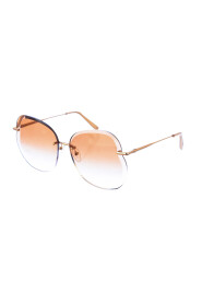 Brązowo-Złote Okrągłe Okulary Przeciwsłoneczne z Metalową Ramką