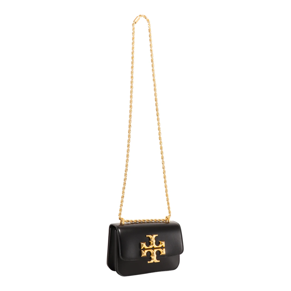TORY BURCH Leren schoudertas met klep sluiting Black Dames