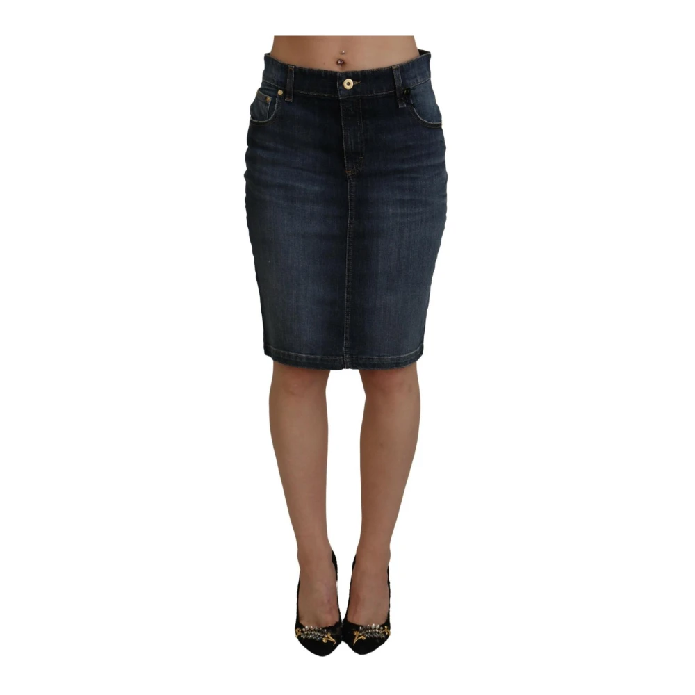 Fiorucci Blue Dark Denim Pencil Skirt - Female - Denim Skirts - S - Skirts