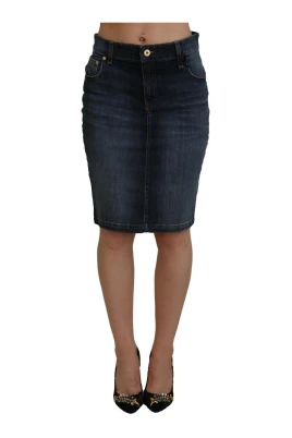 Mörkblå Denim Pennkjol