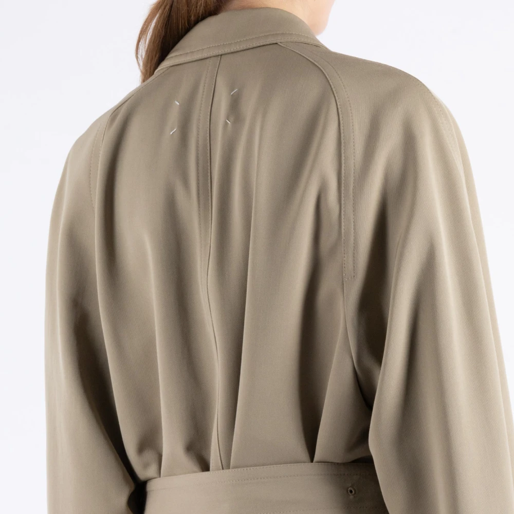 Maison Margiela Wollen Gabardine Trenchcoat Beige Dames