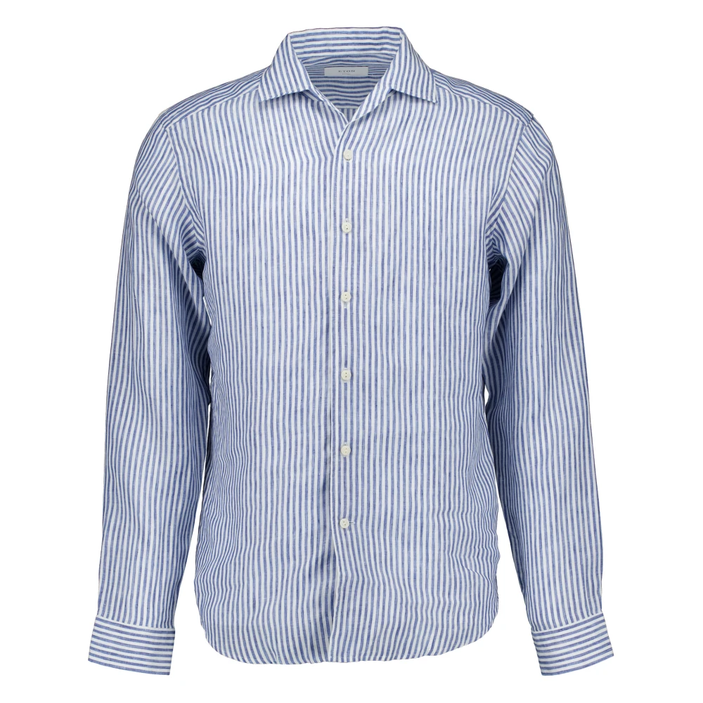 Eton Men's Blue Striped Linen Shirt - Casual Shirts - Xl - Shirts