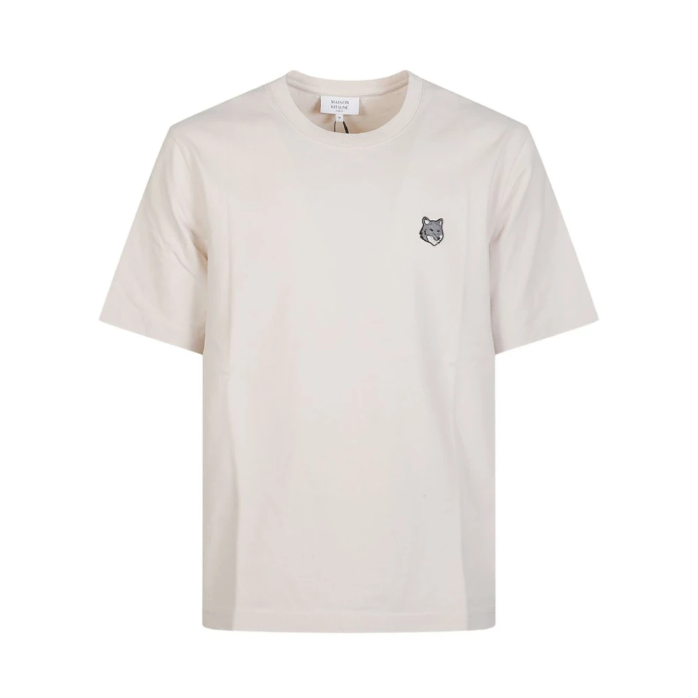 Maison Kitsuné Men's Beige T-Shirts, M, Maison Kitsune' T-Shirts And Polos