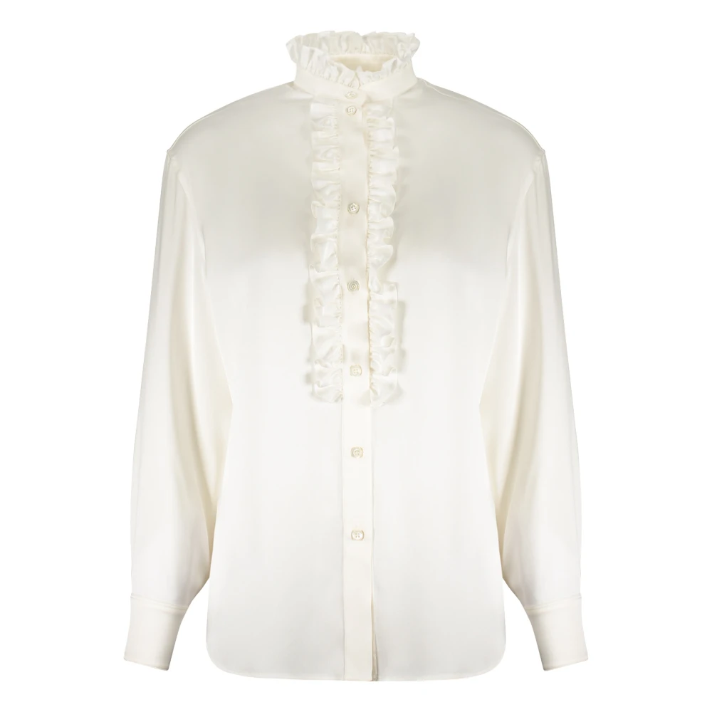 Alexander mcqueen Gerimpelde Zijden Blouse Beige Dames