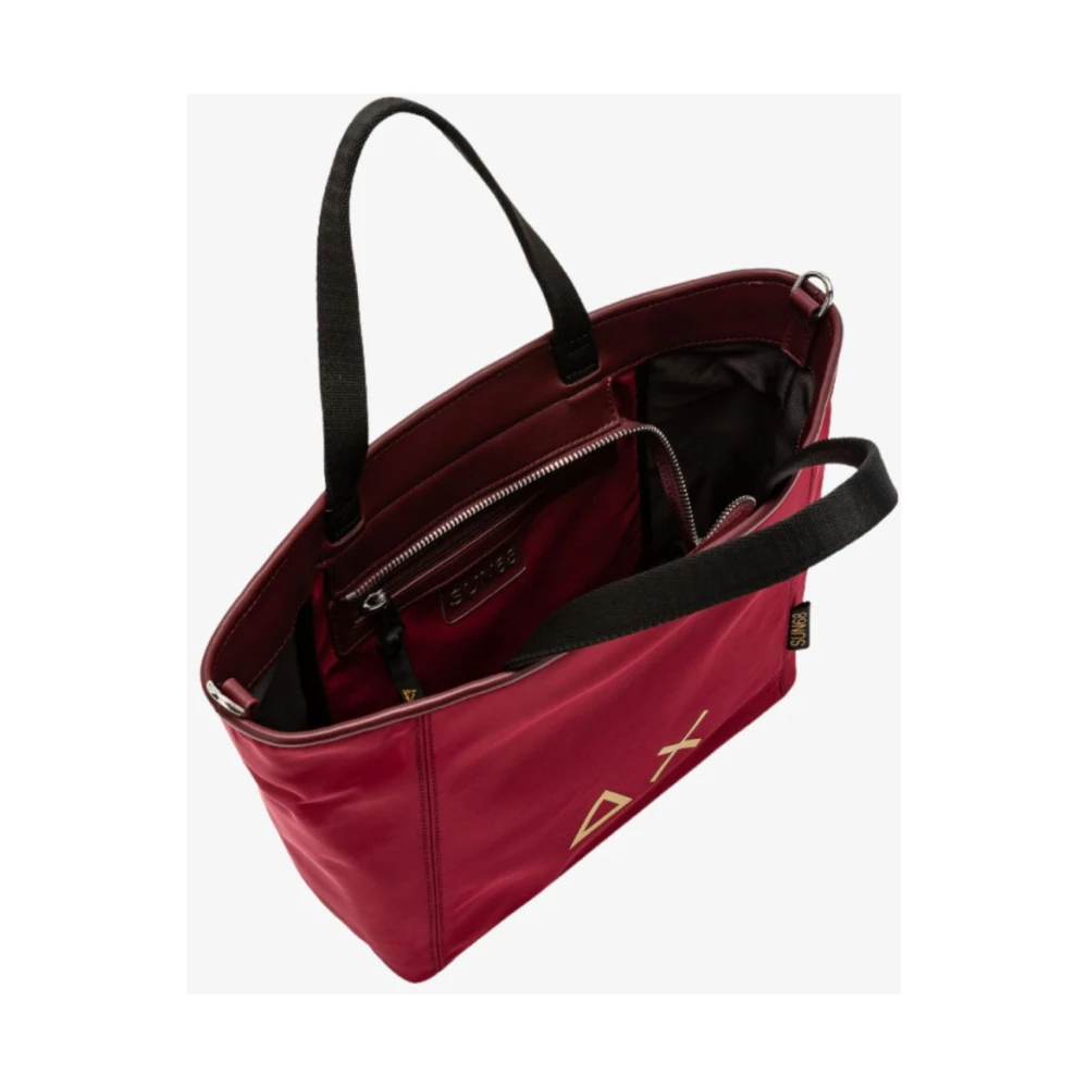 Sun68 Nylon Winkelmandje met Leren Details Purple Dames