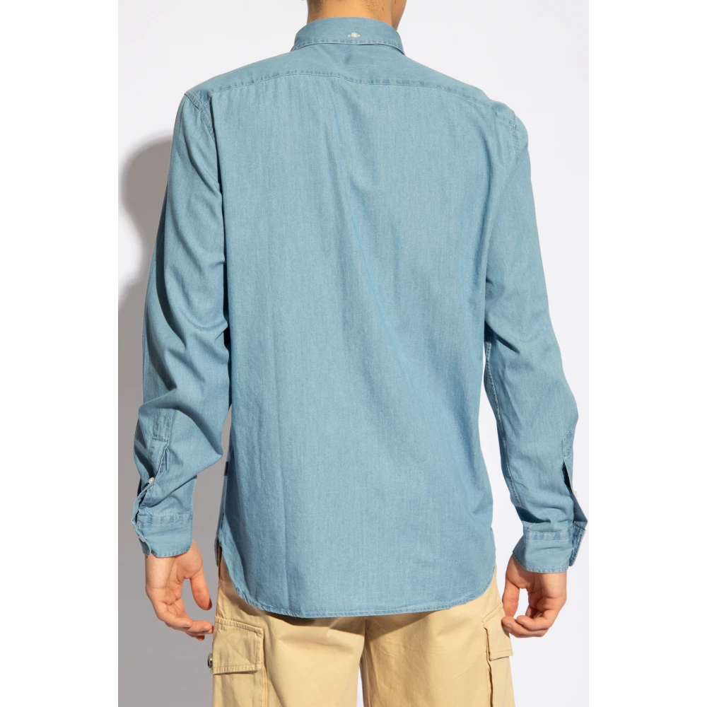 Woolrich Katoenen shirt met zak Blue Heren