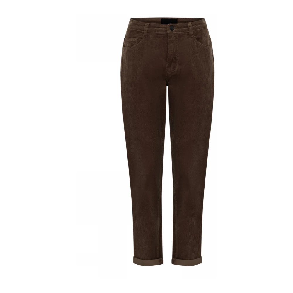 C.ro Women's Brown Corduroy Trousers Classic Style - Slim-Fit Trousers - 3XL - Trousers