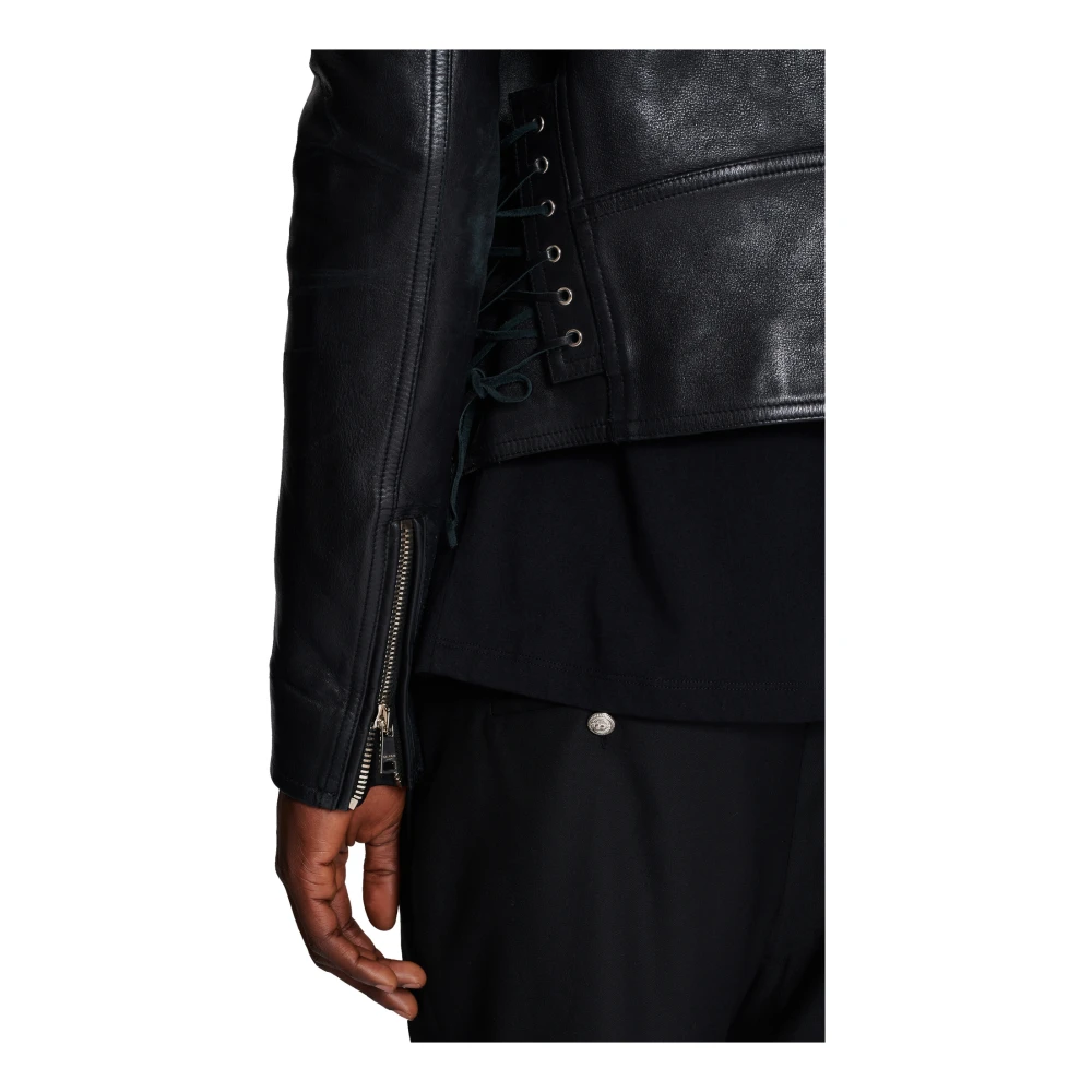 Balmain Kalfsleren bikerjack Black Heren