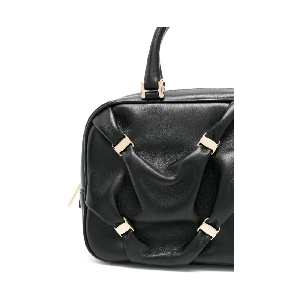 Salvatore Ferragamo Zwarte Rits Bovenste Handvat Schoudertas Black Dames