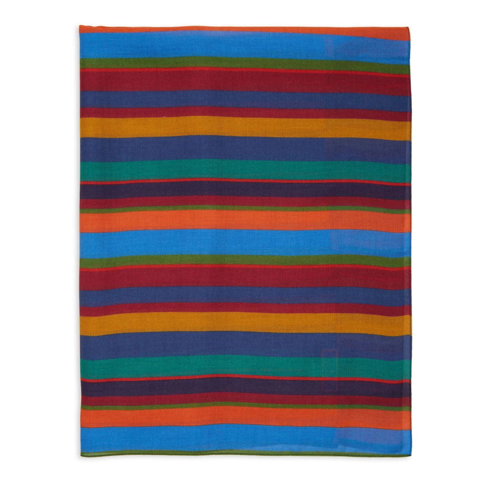 Gallo Lichtgewicht blauwe uniseks sjaal met veelkleurige strepen Multicolor Unisex