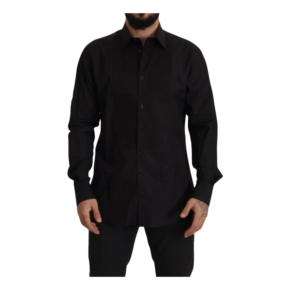 Dolce & Gabbana Men's Black Tuxedo Dress Shirt Slim Fit - Casual Shirts - Xs- Shirts
