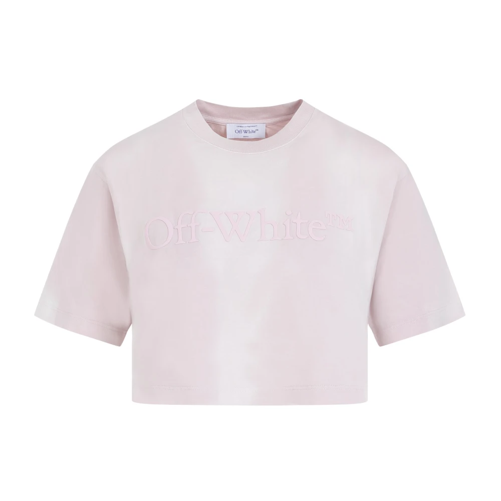 Off White Roze Katoenen Cropped T-shirt Pink Dames