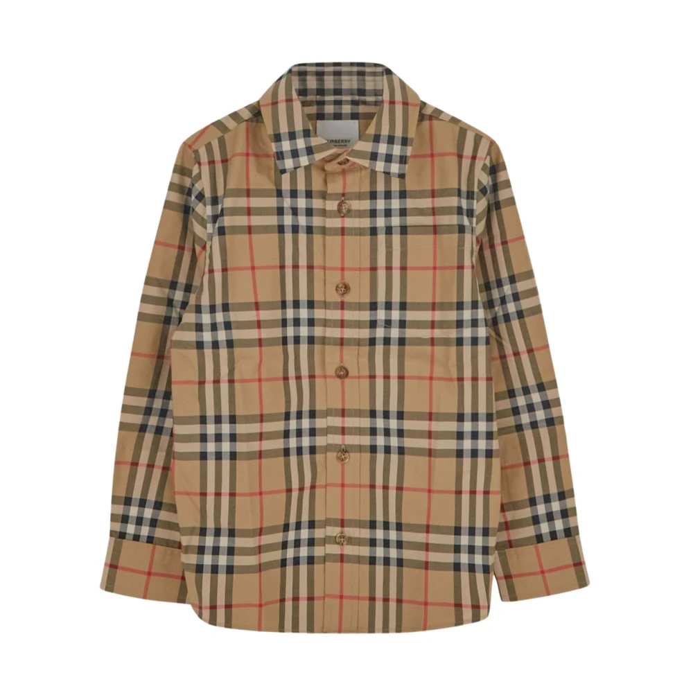 Burberry Unisex Beige Check Cotton Shirt
