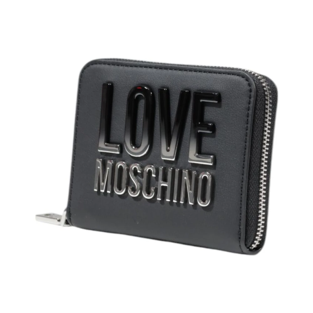 Love Moschino Zwarte Zip-Around Portemonnee met Ritssluiting Black Dames