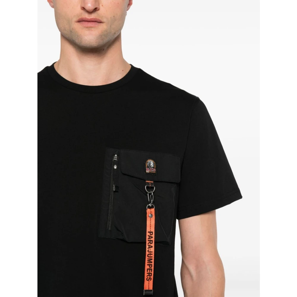 Parajumpers Zwart Katoenen Jersey T-shirt met Ritszak Black Heren
