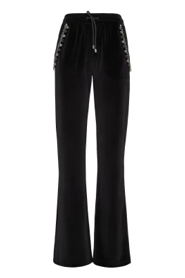Velvet Jogging Trousers Crystal Chain