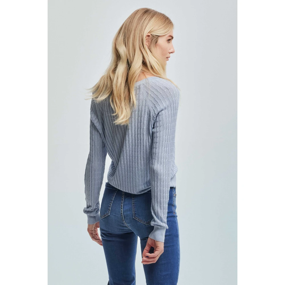 Kocca Elegante Kabel Gebreide Vest Blue Dames