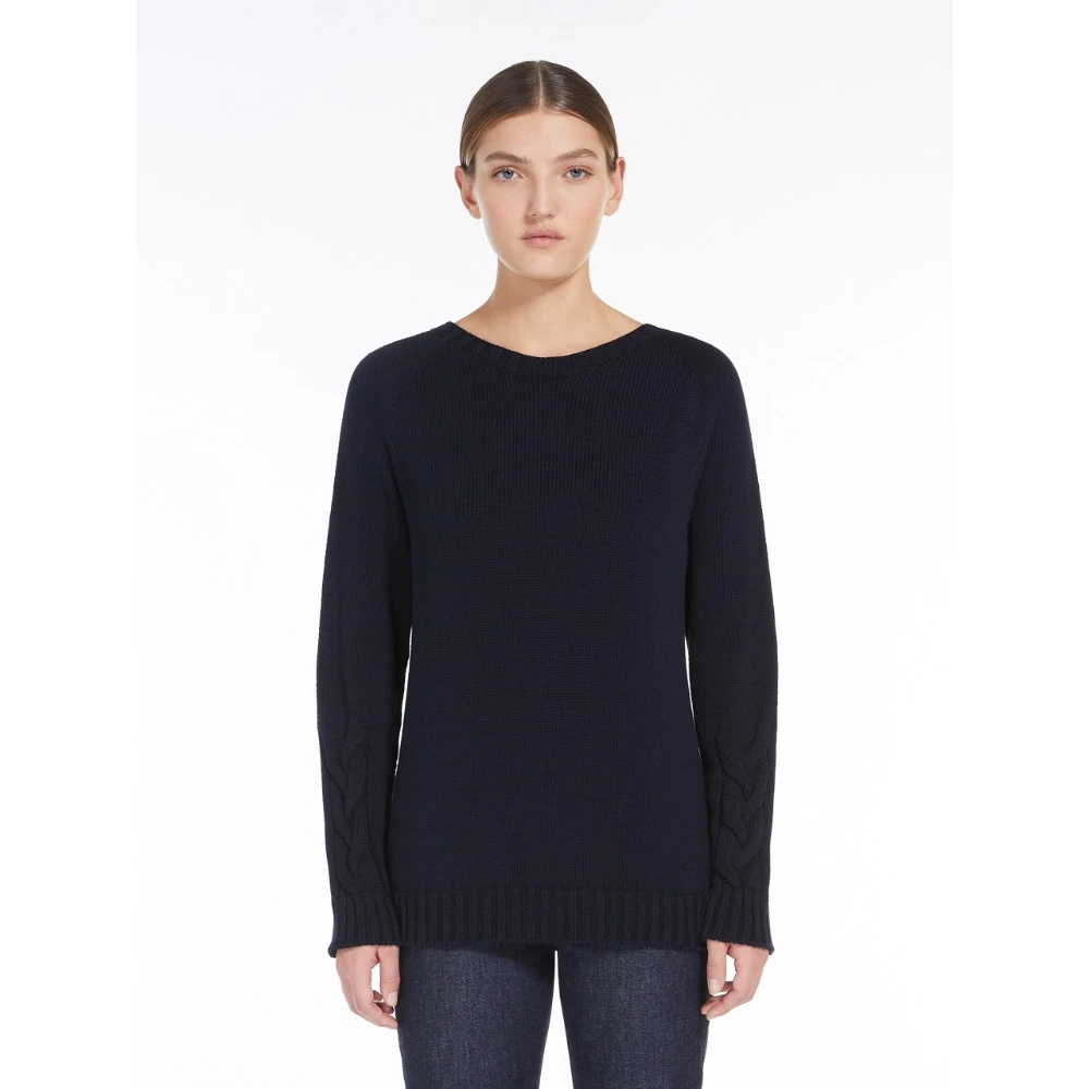 Max Mara Blauwe Gebreide Trui met Vlechtdetail Blue Dames