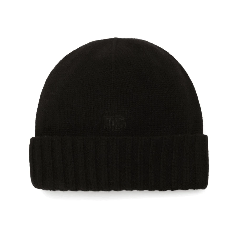 Dolce & Gabbana Svart Cashmere Stickad Beanie Mössa Black, Dam