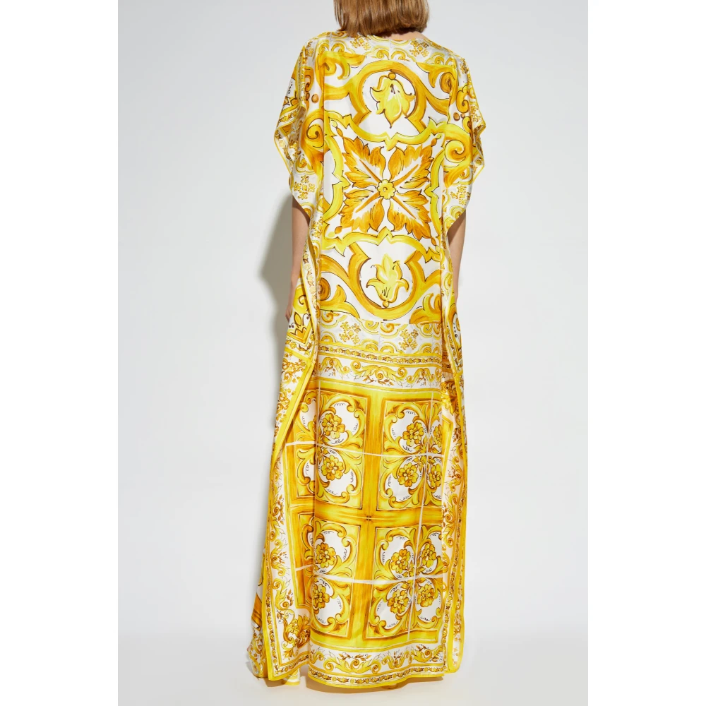 Dolce & Gabbana Jurk met 'Majolica' print Yellow Dames