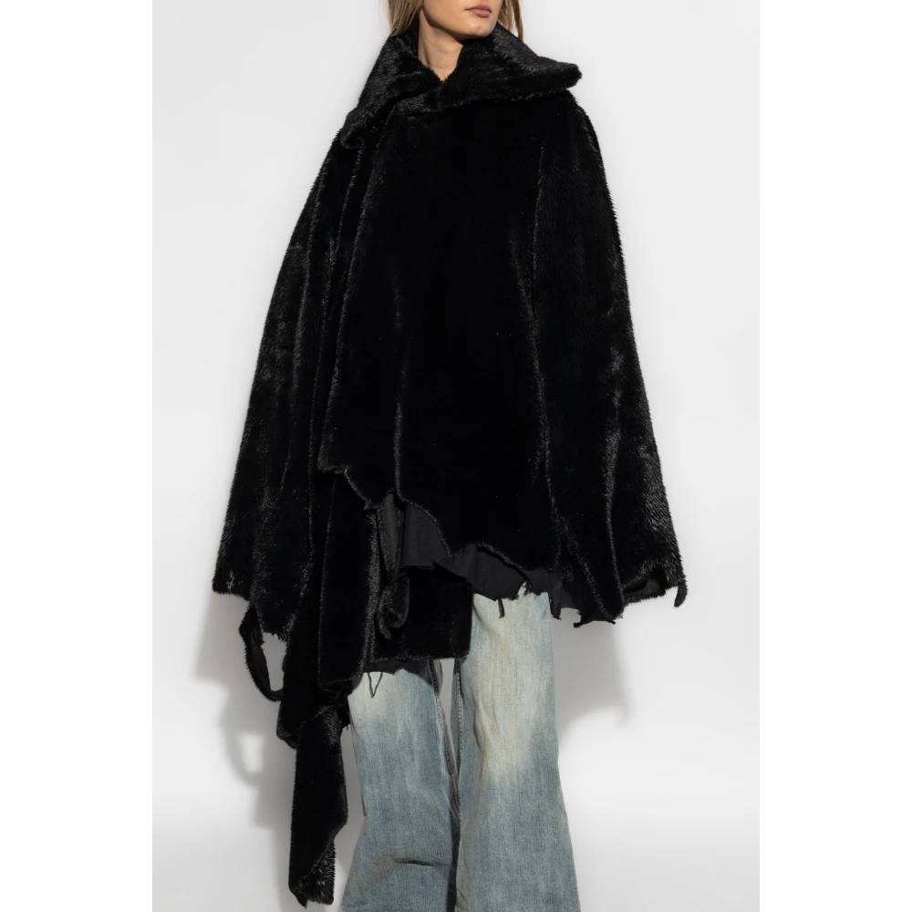 Balenciaga Asymmetrische Faux Fur Jas Black Dames