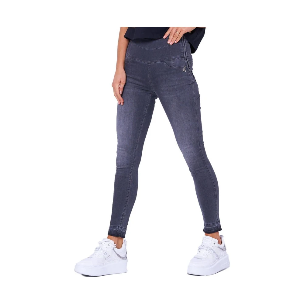 PATRIZIA PEPE Hoge taille skinny jegging jeans Gray Dames