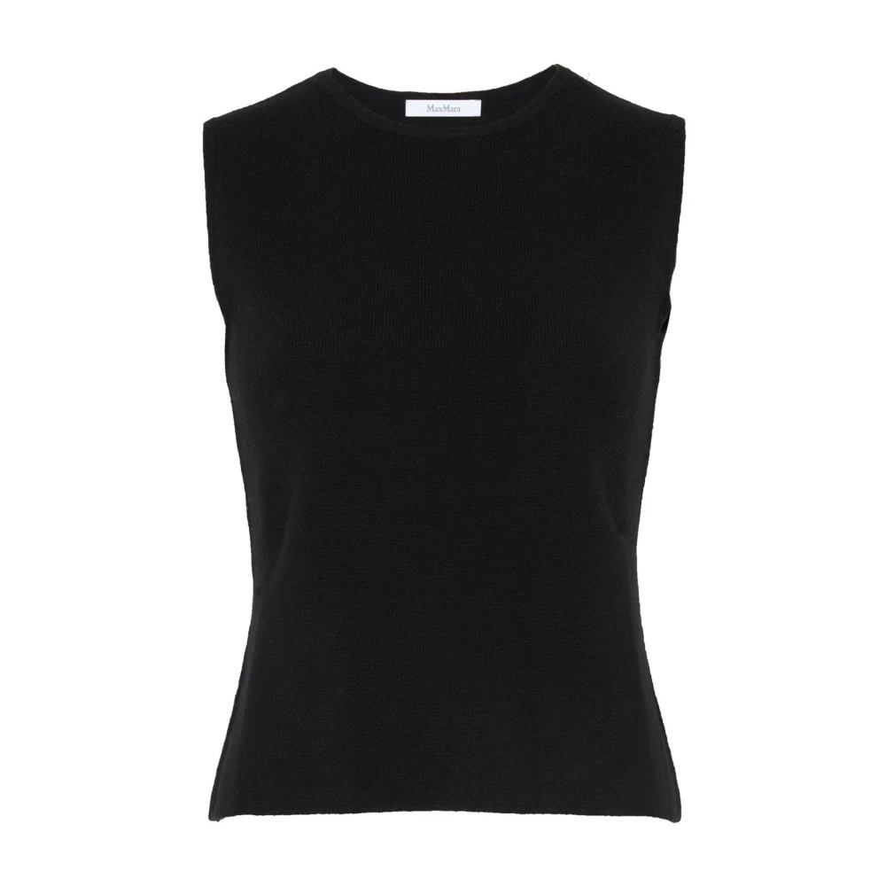 Max Mara Zwart Gebreid Topwear met Zichtbare Stiksels Black Dames