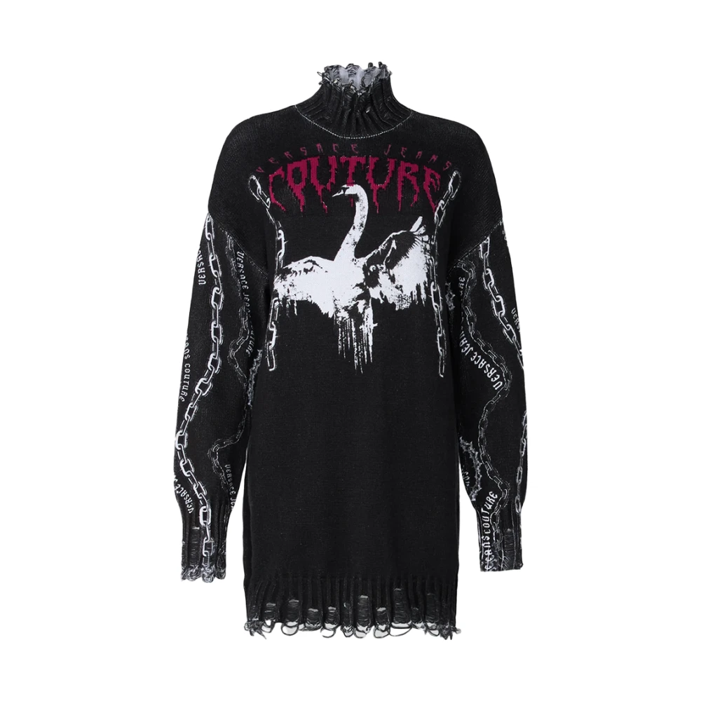 Versace Jeans Couture Goth Print Sweater Black Dames