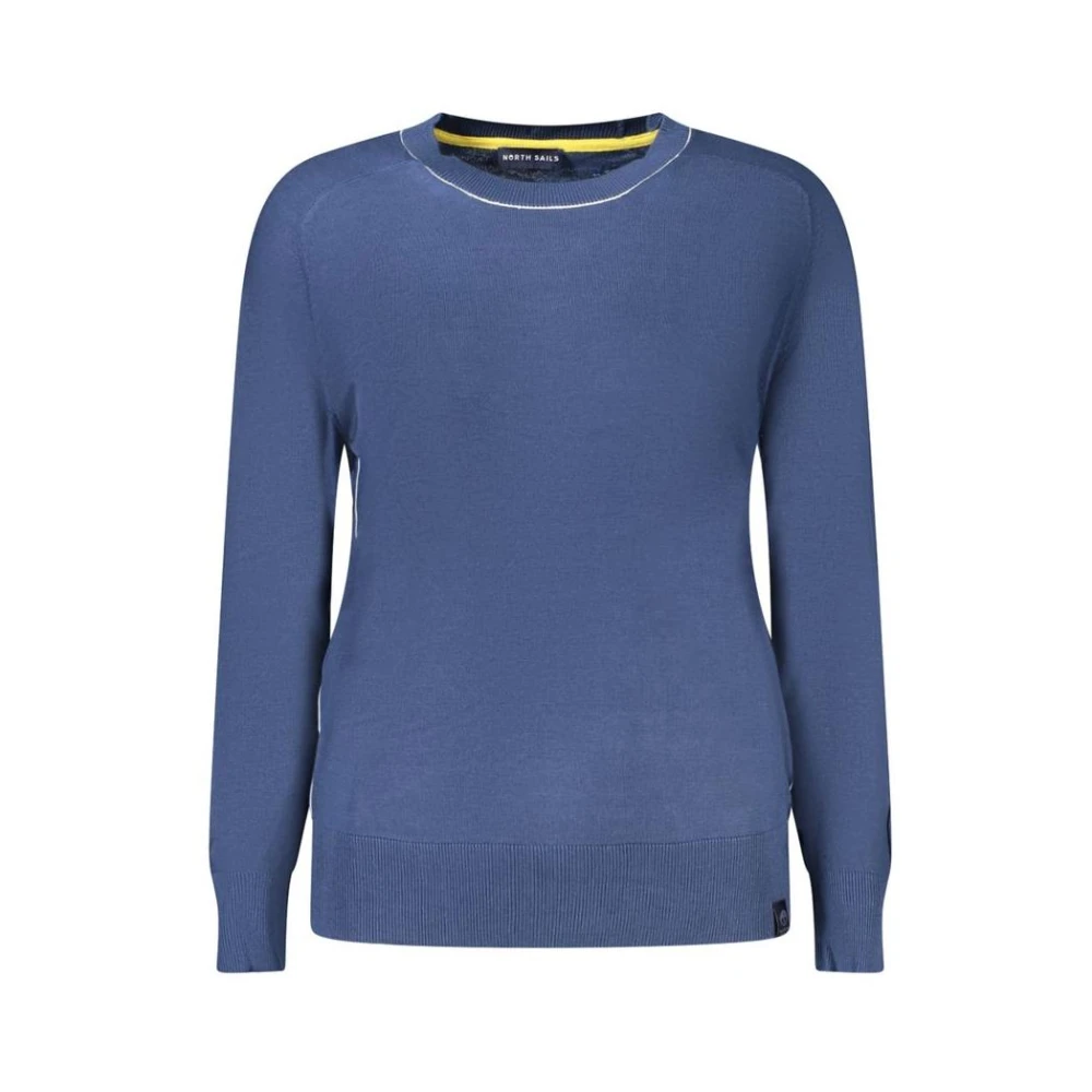 North Sails Women's Blue Round-Neck Knitwear, L, Contrasting Crew Neck Jumper