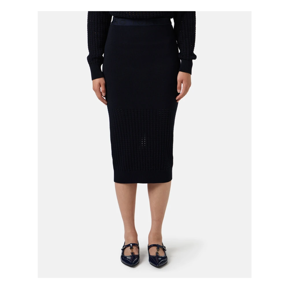 Iceberg Blauwe rok van stretchkatoen met perforaties Blue Dames