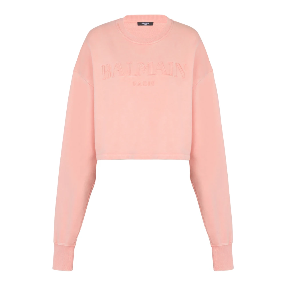 Balmain Sweatshirt met Vintage borduurwerk Pink Dames