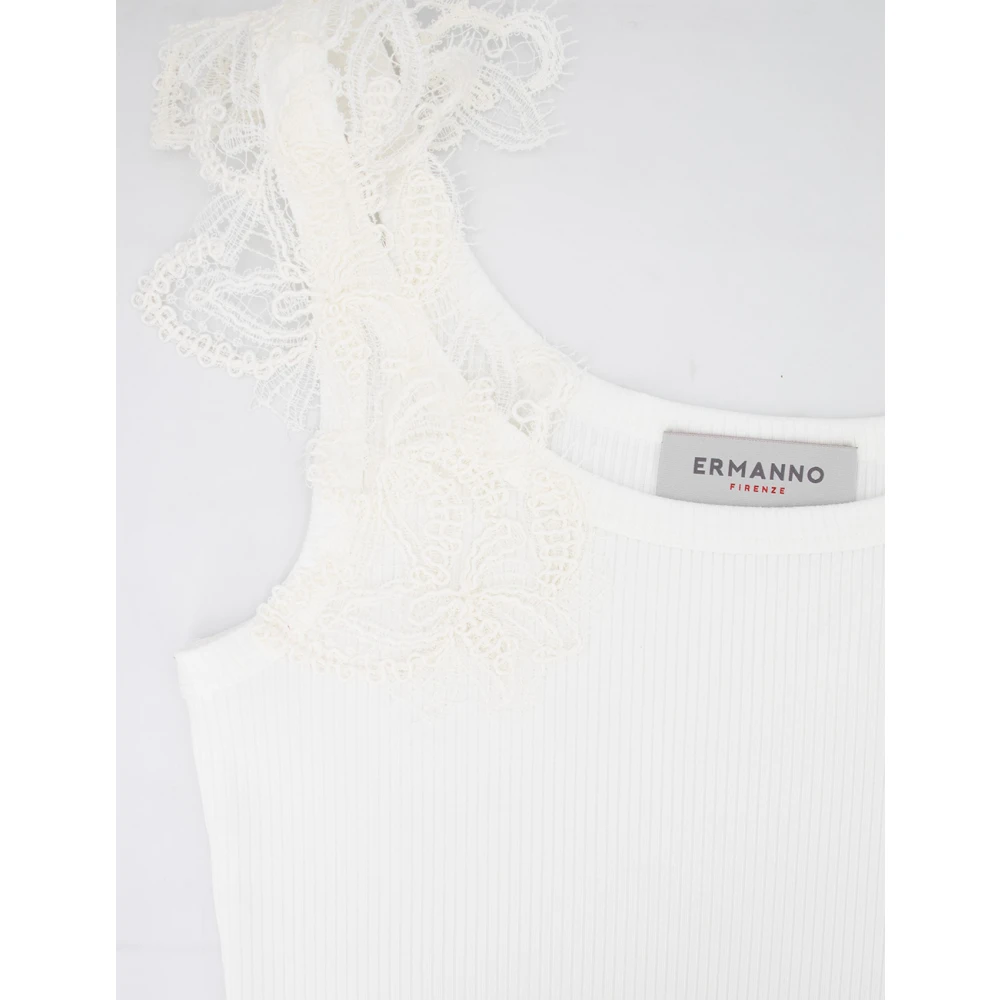 Ermanno Scervino Bloemenkant Applique Slim Fit Top White Dames