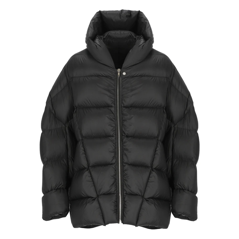 Rick Owens Zwarte Donsjas met Capuchon Black Heren