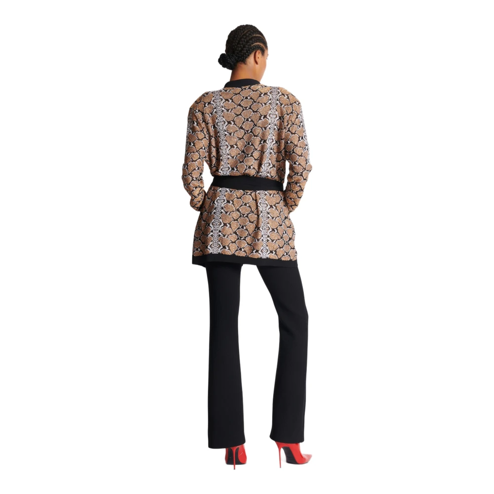 Balmain Slang Patroon Gebreide Vest Brown Dames