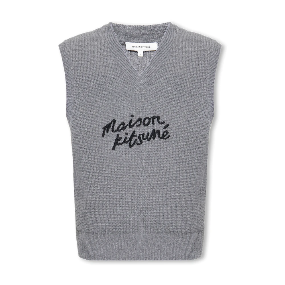 Maison Kitsuné Oversized Grijze Vest Gray Heren