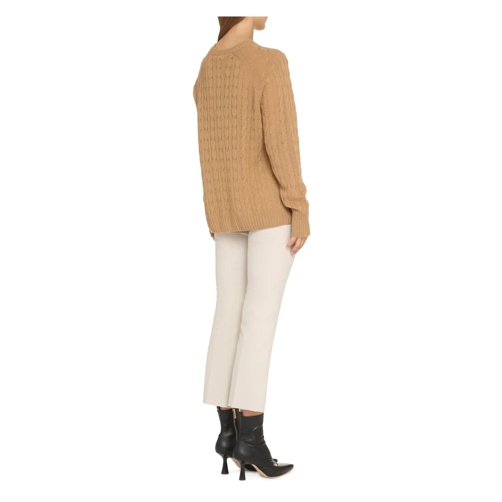 ETRO Kasjmier Kabelgebreide Ronde Hals Trui Brown Dames