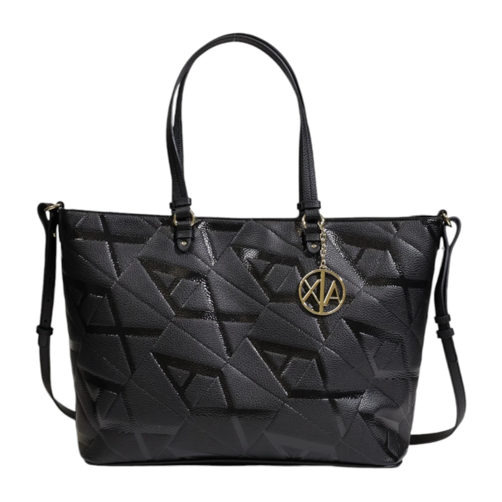 Armani Exchange Zwarte Bedrukte Handtas met Schouderband Black Dames