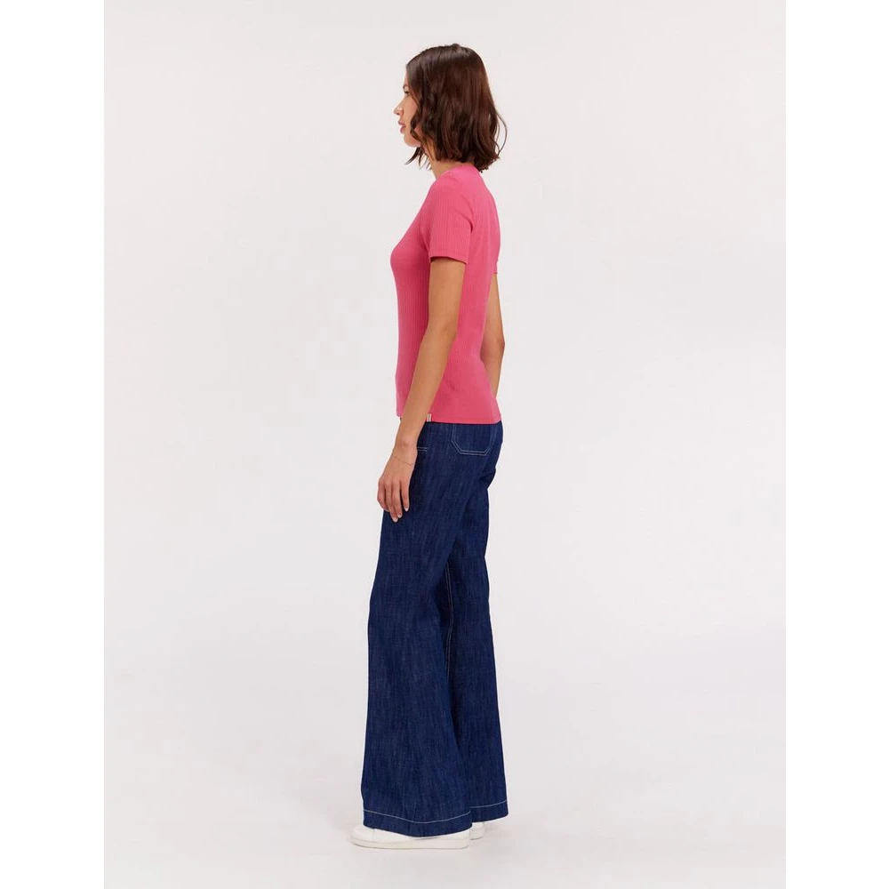 Ines De La Fressange Paris Geribbeld T-shirt in Ella-stijl Pink Dames