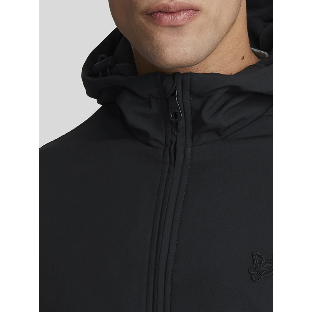 Lyle & Scott Zwarte Softshell Hoodie Fleece Jas Black Heren
